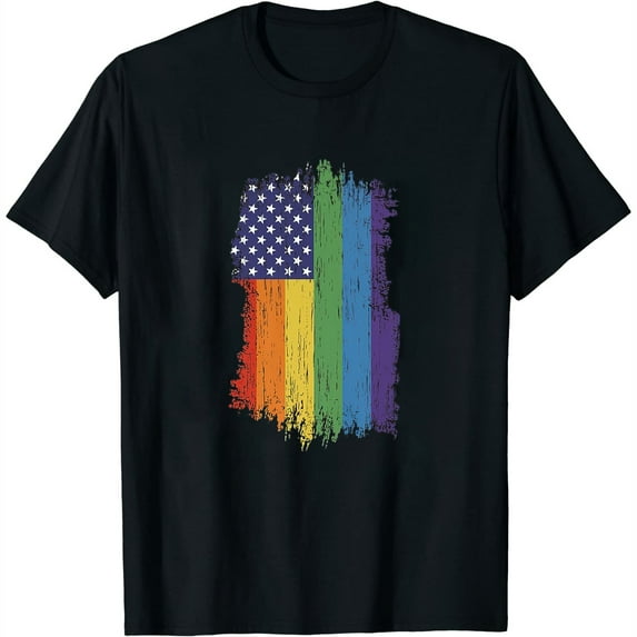 Womens Gay Pride Shirts - Lgbt Pride Shirts Usa Pride Flag T-Shirt Black X-Large