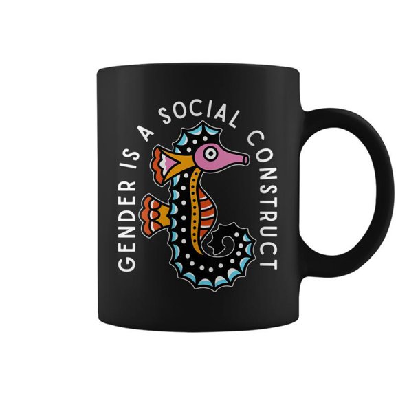 Womens Gender Is A Social Construct Seahorse Sea Creature Coffee Mugs