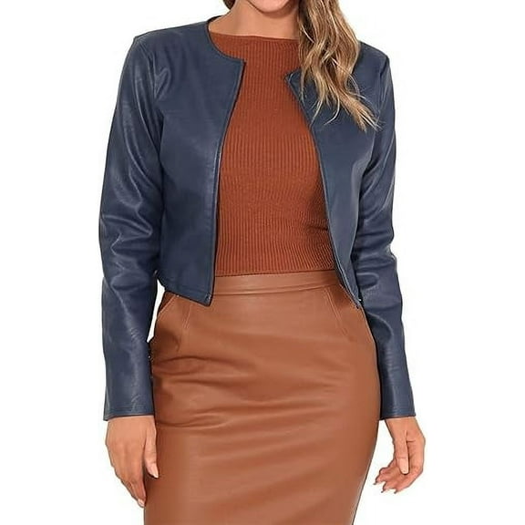 Womens Genuine Blue Lambskin Leather Jacket Motorcycle Biker Leather Jacket W519