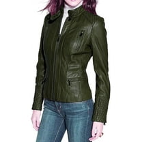 Womens Genuine Lambskin Leather Jacket Motorcycle Biker Leather Jacket W043