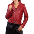 thumbnail image 1 of Womens Genuine Lambskin Leather Jacket Motorcycle Biker Leather Jacket W047, 1 of 3