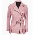 thumbnail image 1 of Womens Genuine Lambskin Pink Leather Jacket Moto Biker Slim Fit Jacket, 1 of 3