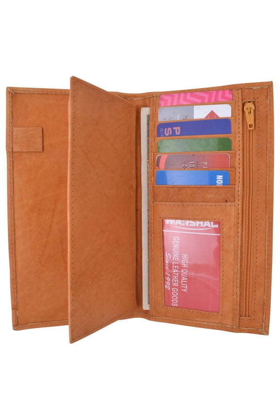 Womens Genuine Leather Checkbook Cover Wallet Organizer with Credit Card Holder for Ladies