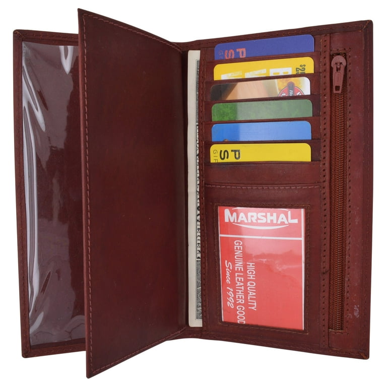 Womens Genuine Leather Checkbook Cover Wallet Organizer with