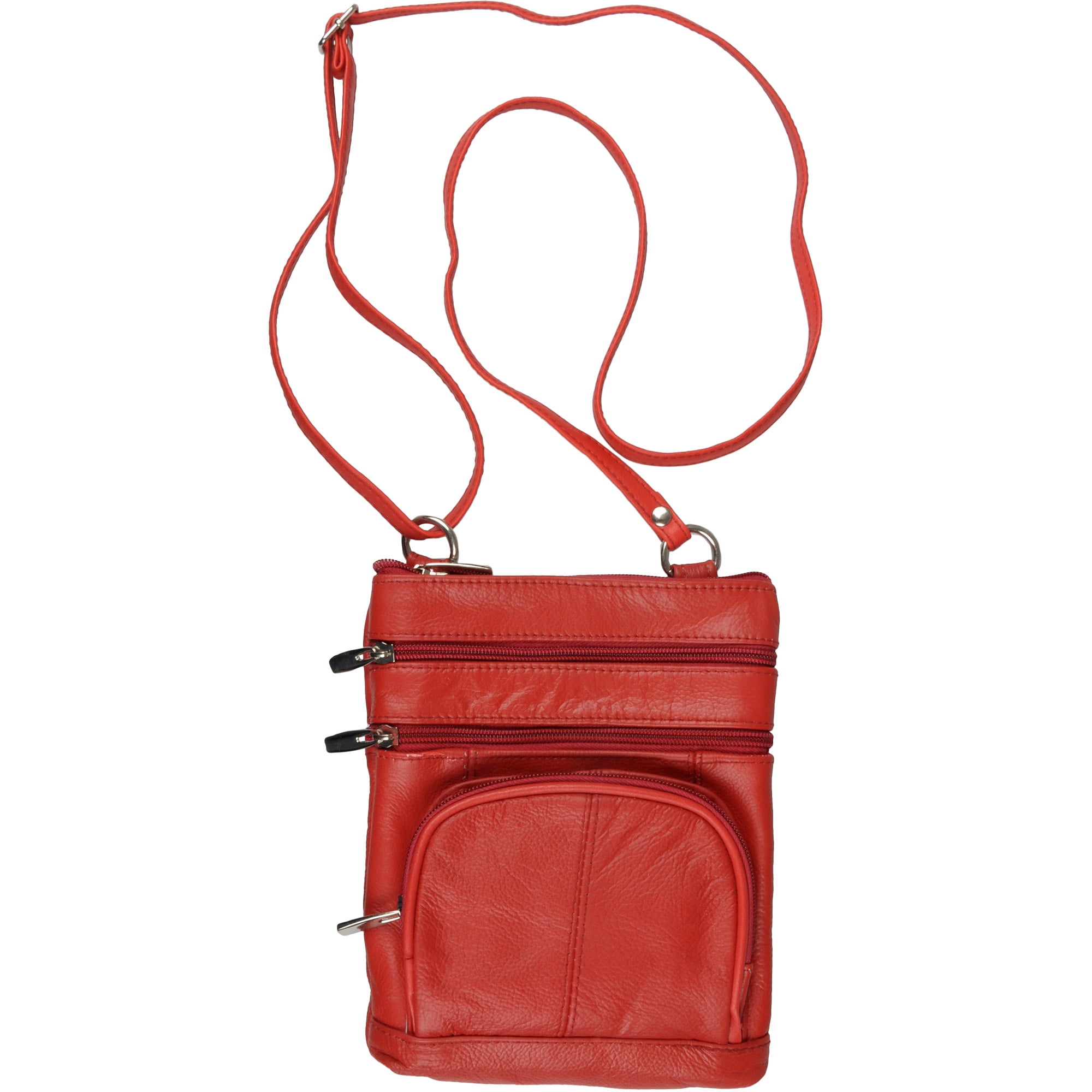 Womens Genuine Leather Multipocket Crossbody Bag