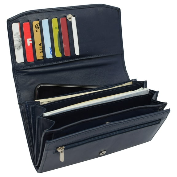Womens Genuine Leather Wallets RFID Blocking Accordion Trifold Card Holder Ladies Phone Clutch