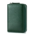 thumbnail image 1 of SCHLATUM Genuine Leather Rfid Blocking Card Holder, Accordion Zipper Wallet with 9 Card Slots, Coin Pocket for Women, Dark Green, 1 of 6
