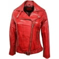 thumbnail image 1 of Womens Genuine Red Lambskin Leather Jacket Motorcycle Biker Leather Jacket W461, 1 of 4