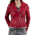 thumbnail image 1 of Womens Genuine Red Lambskin Leather Jacket Motorcycle Biker Leather Jacket W644, 1 of 3