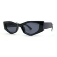 thumbnail image 1 of Womens Geometric Angular Mod Thick Bevel Cat Eye Sunglasses Shiny Black - Black, 1 of 4