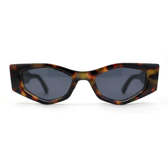 Womens Geometric Angular Mod Thick Bevel Cat Eye Sunglasses Tortoise - Black