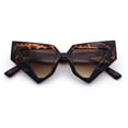 thumbnail image 1 of Womens Geometric Bold Chunky Triangular Cat Eye Plastic Fashion Sunglasses Tortoise - Brown, 1 of 8