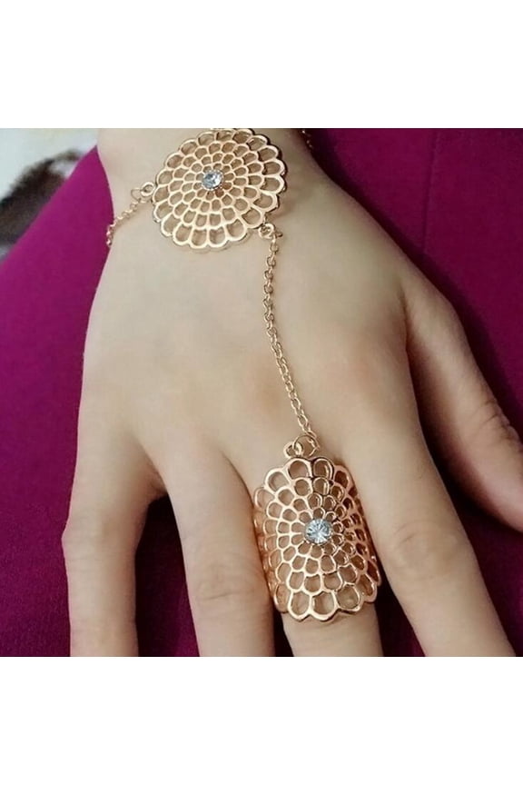 Womens Geometric Hollow Flower Dream Catcher Link Bracelet, Alloy Electroplated Fashion Jewelry