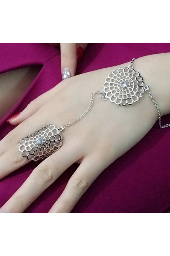 Womens Geometric Hollow Flower Dream Catcher Link Bracelet, Alloy Electroplated Fashion Jewelry