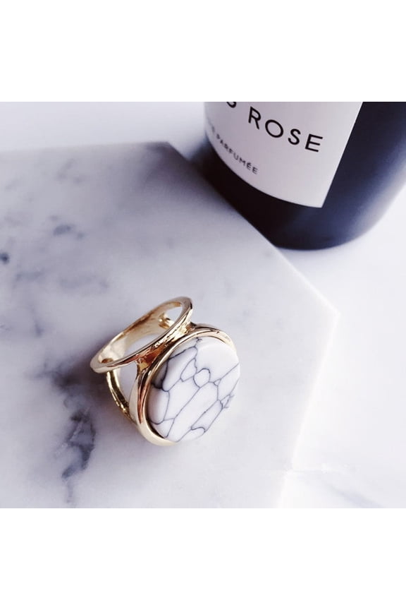 Womens Geometric Marble Pattern Ring Alloy Electroplated Fashion Jewelry Statement Accessory Gift for Her Style