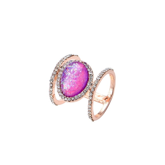 Womens Geometric Moonstones Rings Mosaic Purple Gemstone Alloy Electroplated Irregular Design European Jewelry