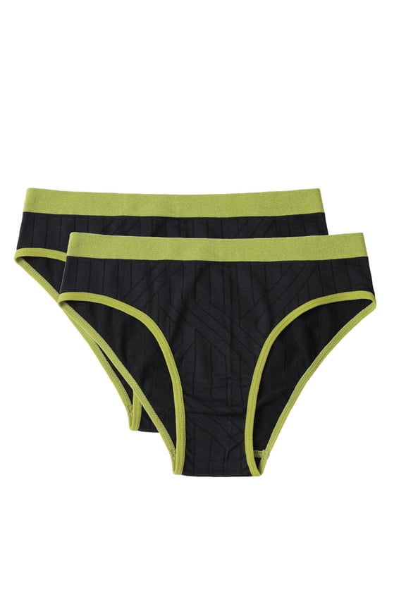 Womens Geometric Print Seamless Underwear Mid Rise Briefs Nylon Spandex Breathable Panties 2 Pack Green,Size 2XL