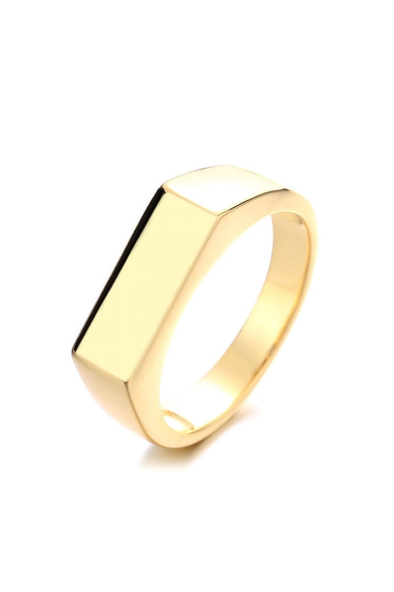 Womens Geometric Ring Brass Rectangular Ring Curved Band with Smooth Finish High Quality Fashion Jewelry Ring Birthday Gift for Her Gold Ring