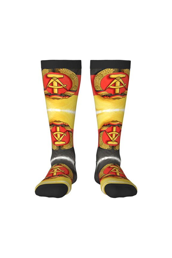 Womens German Flag Print Knee High Socks Comfy Thermal Boot Long Socks