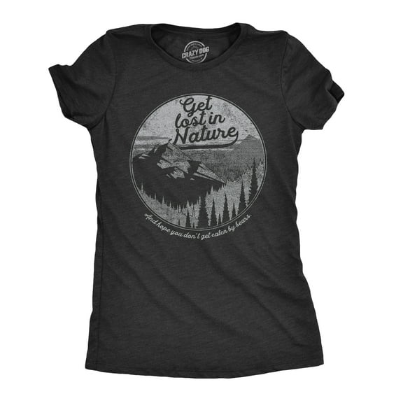 Womens Get Lost In Nature T Shirt Cool Outdoor Adventure Tee for Ladies Womens Graphic Tees
