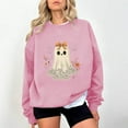 thumbnail image 1 of Womens Ghost Print Sweatshirt Light Warm Pullover Sweater Blouses Round Neck Tops Long Sleeve Blouse Ultra Soft Textured Athletic Sweater Spring Outfits 2025 Pullover Fall Winter Clothes, 1 of 4