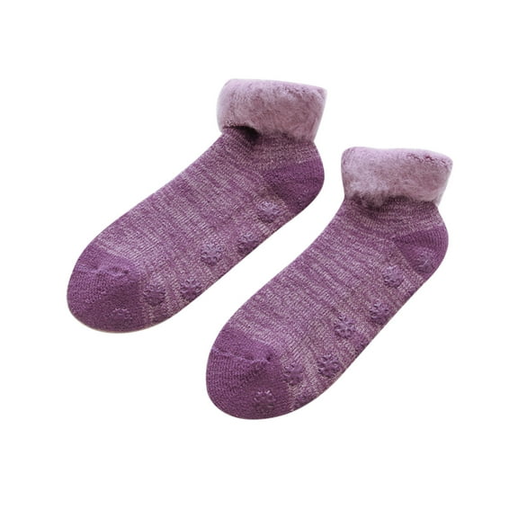 Womens Gifts Fuzzy Socks for Women Low Cut Funny Fitness Fluffy Sport Fall Fashion Must Have Slouch Socks Purple