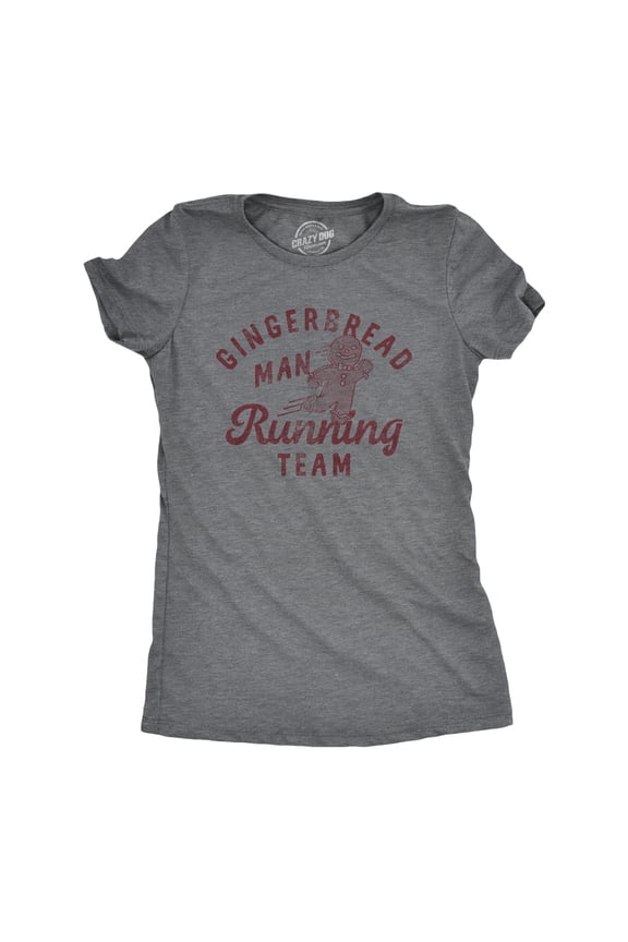 Womens Gingerbread Man Running Team T Shirt Funny Xmas Cookie Sprinting Joke Tee for Ladies Womens Graphic Tees