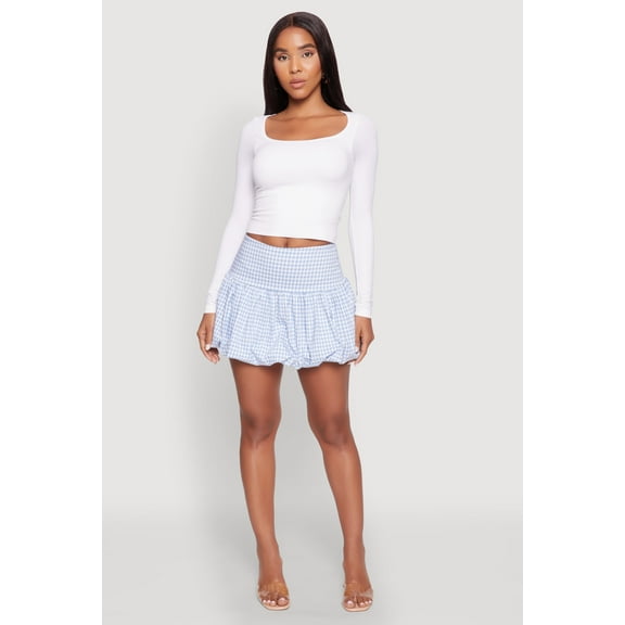Womens Gingham Bubble Skirt