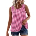 thumbnail image 1 of Womens Gingham Tank Tops Cotton Linen Plaid Sleeveless Shirts Summer Casual Fashion Resort Wear, 1 of 6