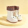 thumbnail image 1 of Womens & Girls 3D Big Eye Drawstring Cuff Mid Calf Rain Boots Reflective Stripe Ribbed Chunky Sole Non Slip Waterproof PVC Wellies for Rainy Days White 30, 1 of 8