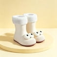 thumbnail image 1 of Womens & Girls 3D Big Eye Mid Calf Rain Boots Vertical Rib Chunky Sole Non Slip Waterproof PVC Wellies for Cold Weather Park Rainy Outdoor Play White 30, 1 of 8