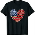 thumbnail image 1 of Womens Girls American Flag Heart Shirt Leopard Print Patriotic Gift T-Shirt White Medium, 1 of 5