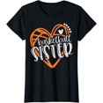 thumbnail image 1 of Womens Girls Basketball Sister Heart Tshirt Distressed T-Shirt, 1 of 4