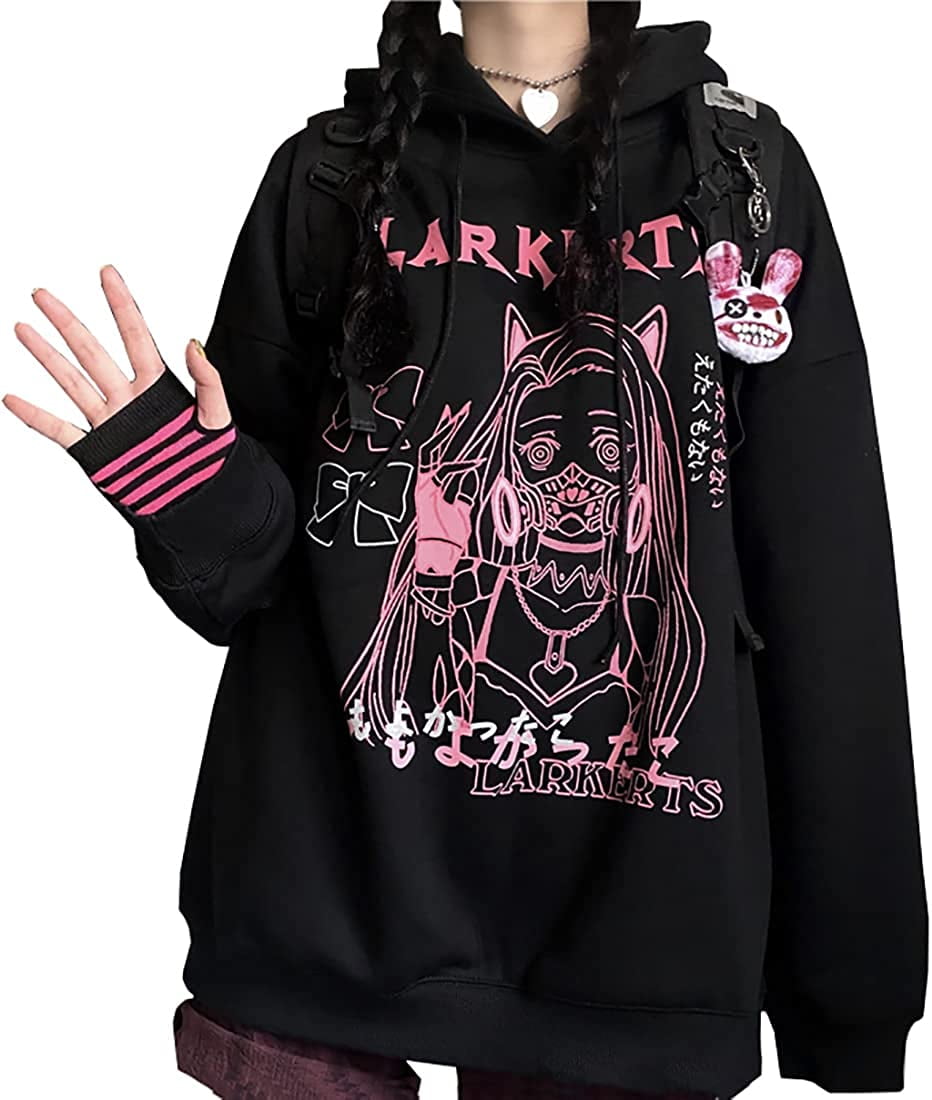 Kawaii E Girl Print Hoodie - Kawaii Fashion Shop  Lindas roupas asiáticas  japonesas Harajuku fofas da moda Kawaii