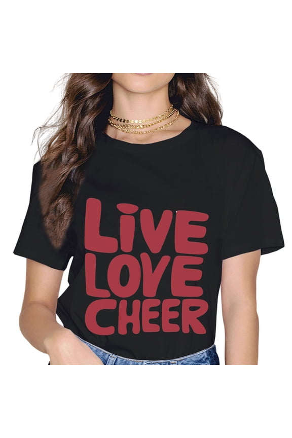Womens Girls Live Love Cheer Girl Cheerleading Cheerleader T-Shirt
