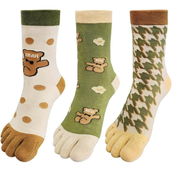 Womens Girls Toe Socks Five Fingers Cute Socks Colorful Ankle Socks Athletic Running Socks Toe Seperated Socks