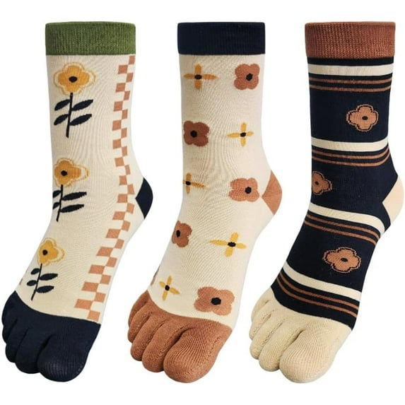 Womens Girls Toe Socks Five Fingers Cute Socks Colorful Ankle Socks Athletic Running Socks Toe Seperated Socks