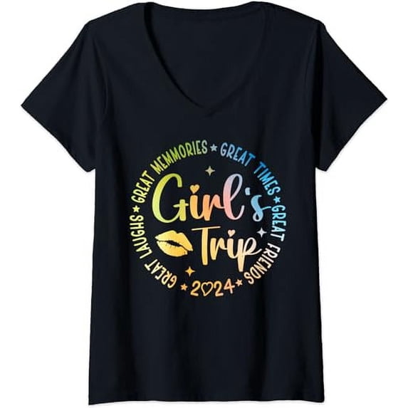 Womens Girls Trip 2024 Womens Weekend Vacation Matching Crew Neck T-Shirt