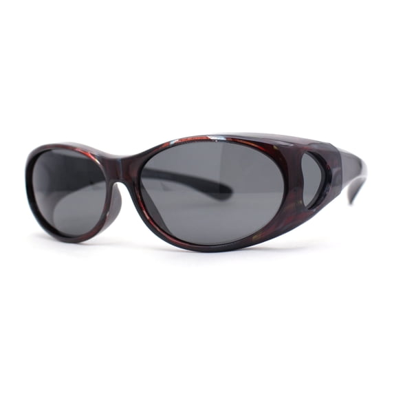 Womens Glare Blocking Polarized Lens 60mm Fit Over Oval Sunglasses Dark Red - Black
