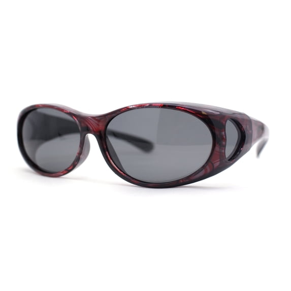 Womens Glare Blocking Polarized Lens 60mm Fit Over Oval Sunglasses Red - Black