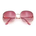 thumbnail image 1 of Womens Glitter Button Jewel Ribbon Hinge Metal Butterfly Sunglasses Gold - Burgundy, 1 of 8
