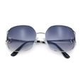 thumbnail image 1 of Womens Glitter Button Jewel Ribbon Hinge Metal Butterfly Sunglasses Silver - Smoke, 1 of 8