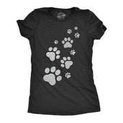 Womens Glitter Cat Paw Prints T Shirt Funny Cute Kitten Lover Top Graphic Novelty Tee Womens Graphic Tees