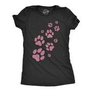 Womens Glitter Dog Paw Prints T Shirt Funny Cute Pet Puppy Lover Graphic Novelty Tee For Ladies Womens Graphic Tees