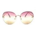 thumbnail image 1 of Womens Glitter Eyebrow Round Rimless Fashion Sunglasses Gold Pink Yellow, 1 of 4
