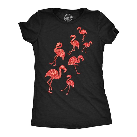 Womens Glitter Flamingos T Shirt Funny Cute Top Vacation Graphic Novelty Tee for Ladies Womens Graphic Tees