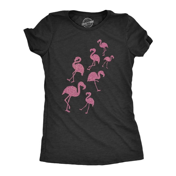 Womens Glitter Flamingos T Shirt Funny Cute Top Vacation Graphic Novelty Tee for Ladies Womens Graphic Tees