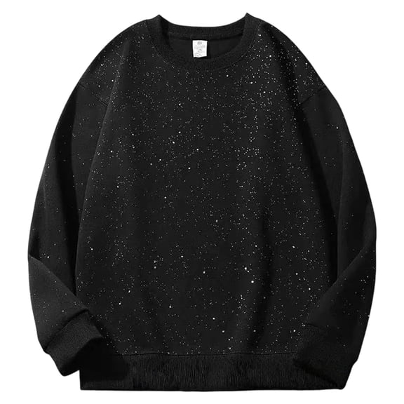 Womens Glitter Hoodless Sweatshirt Crewneck Sparkle Starlight Print Pullover Hoodies Club Party Wear S-3XL