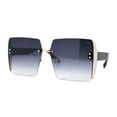 thumbnail image 1 of Womens Glitter Luxe Rimless Chic Butterfly Designer Sunglasses Black Smoke, 1 of 4