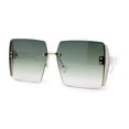thumbnail image 1 of Womens Glitter Luxe Rimless Chic Butterfly Designer Sunglasses White Green, 1 of 4